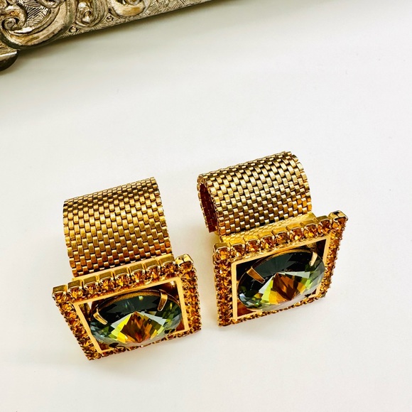 Mens Cufflinks 1960s RARE Heliotrope Austrian Crystal - Picture 14 of 15